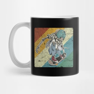 Vintage Retro Skeleton Skateboarding Mug